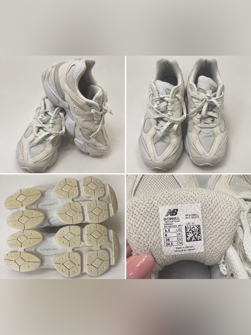 New Balance Kids Cream White Athletic Sneakers